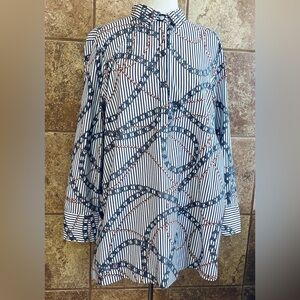 Chico’s Button Placket Chain Print Tunic Top w/Decorative Buttons on Sides 3.5